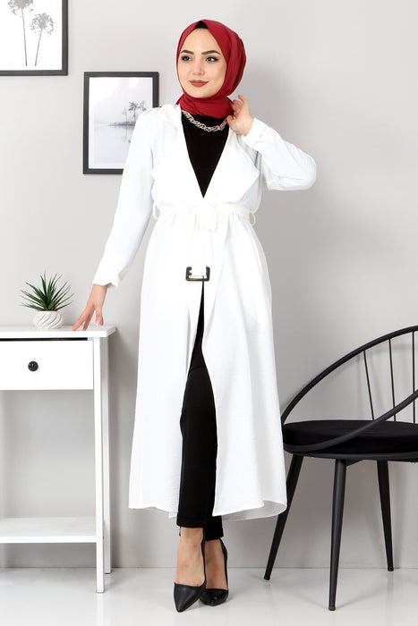 Women's Belted Ecru Aerobin Jacket