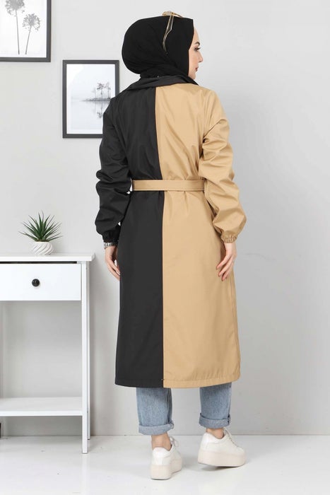 Women's Black - Camel Trenchcoat