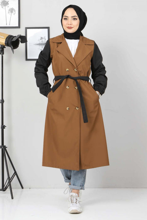 Women's Pocket Brown Trenchcoat